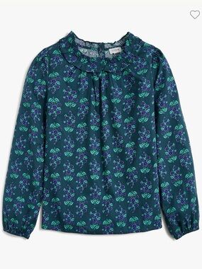 J. Crew Factory Long-sleeve ruffleneck poplin blouse • size XS • NWT • CD288